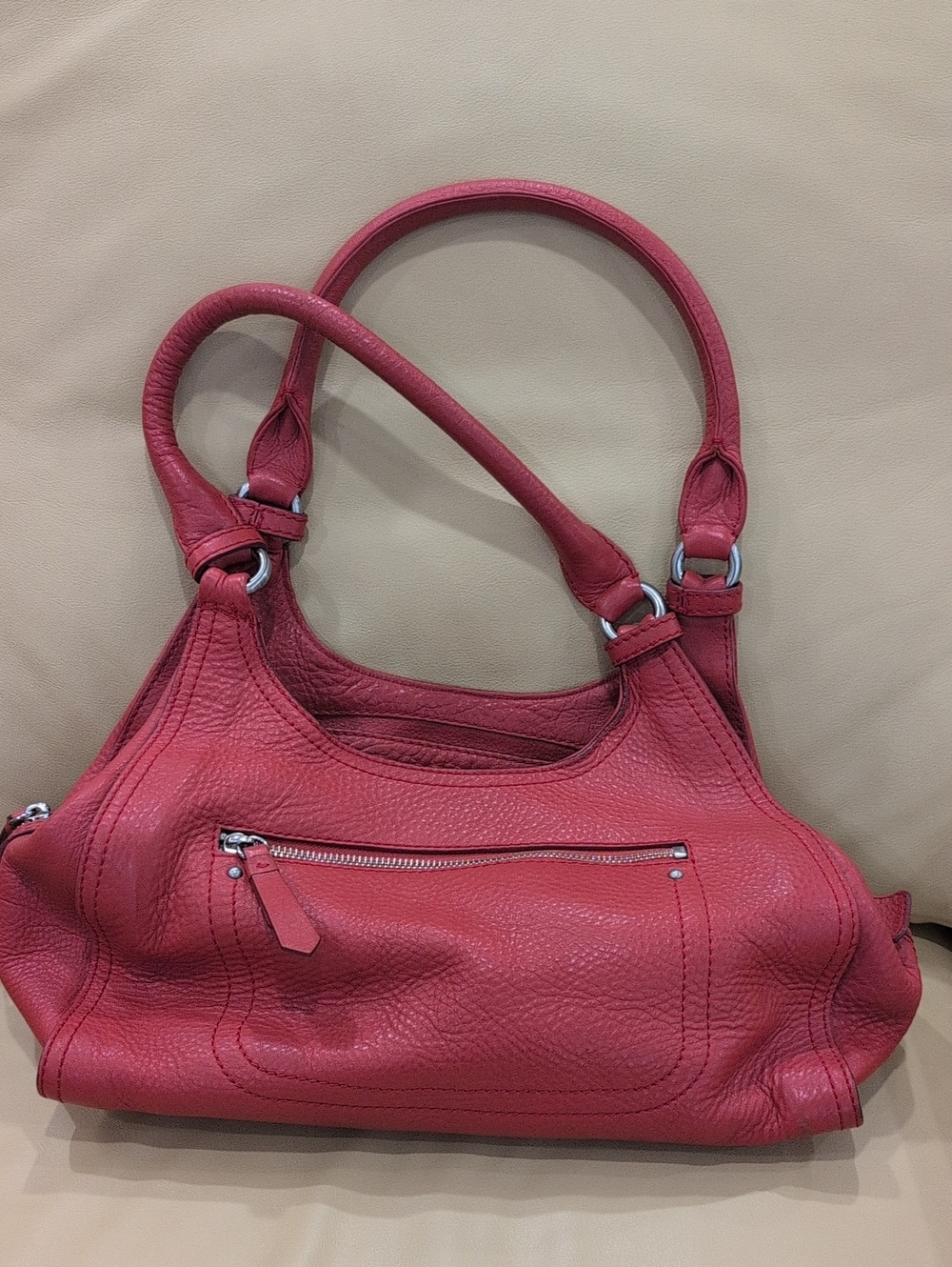 Cole Haan Stylish Red Leather Shoulder Bag